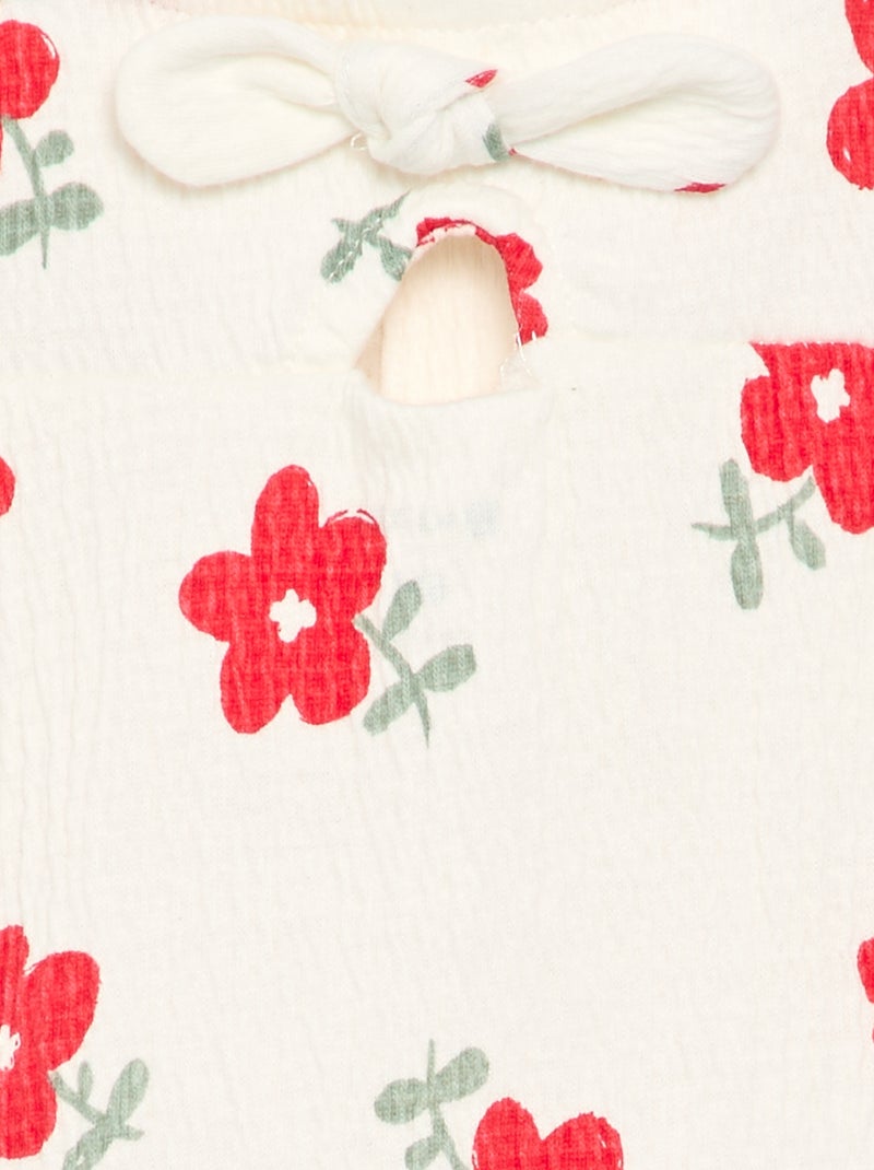 Tuta corta stampata in maglia stropicciata Bianco - Kiabi
