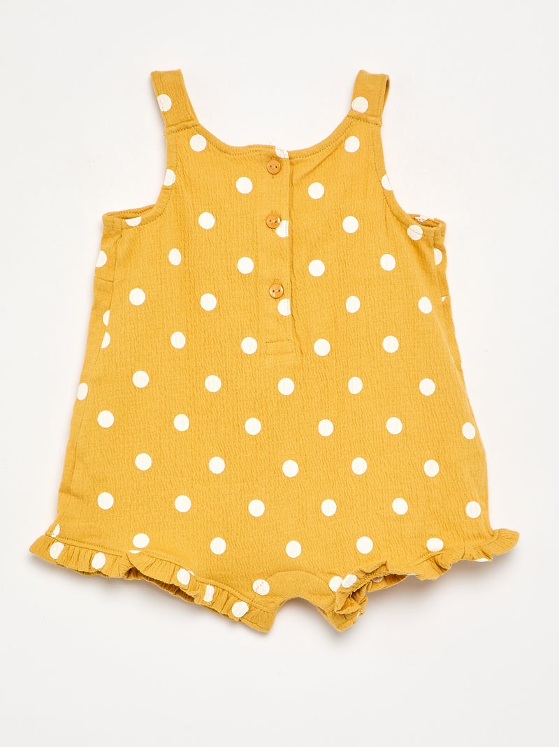 Tuta corta stampata in maglia stropicciata Giallo - Kiabi