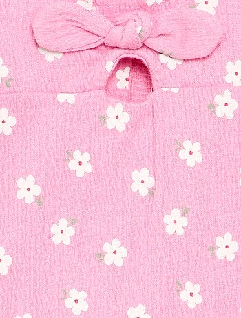 Tuta corta stampata in maglia stropicciata