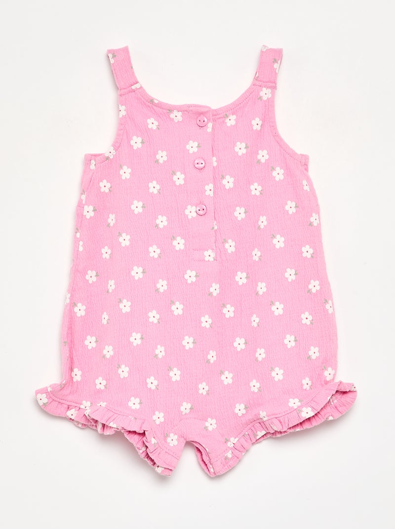 Tuta corta stampata in maglia stropicciata Rosa - Kiabi