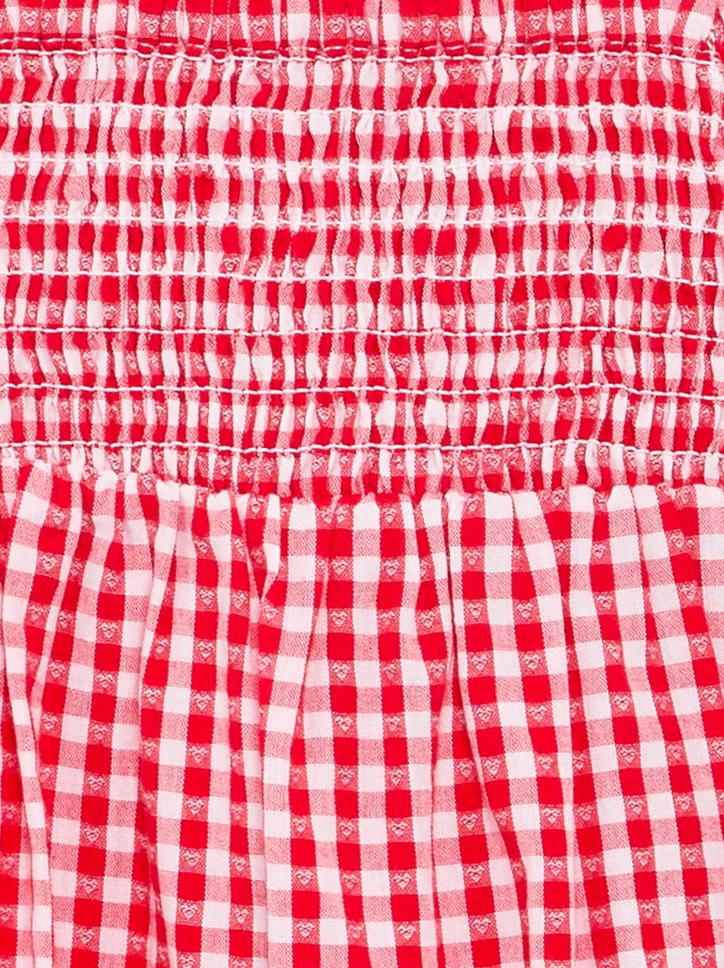 Tuta corta Vichy con volant Rosso - Kiabi