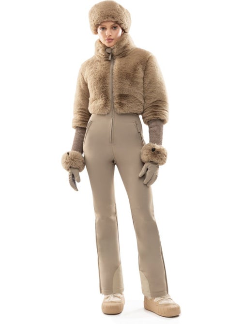 Tuta da sci retrò in ecopelliccia da donna donna val gardena-w camel - Kiabi