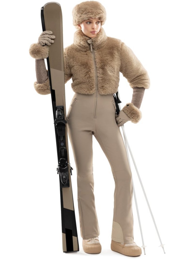 Tuta da sci retrò in ecopelliccia da donna donna val gardena-w camel Beige - Kiabi
