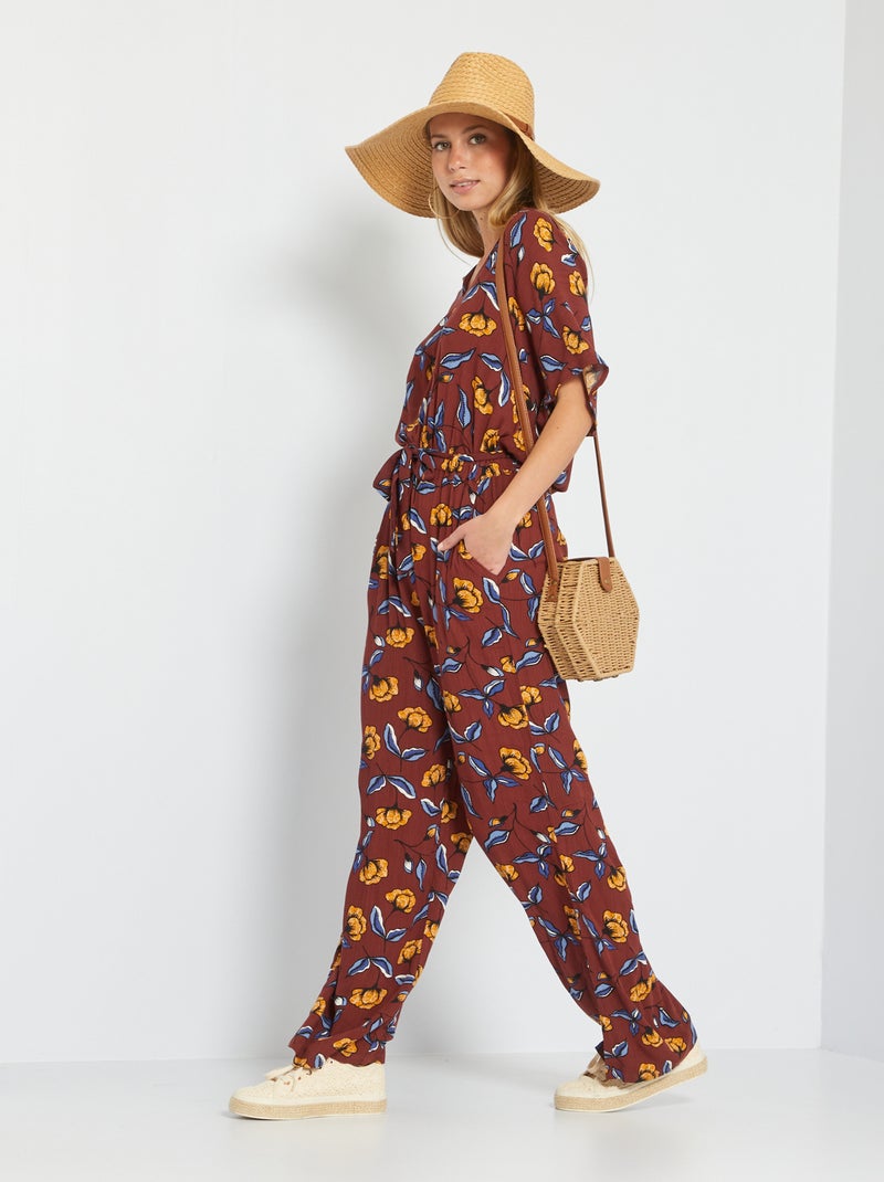 Tuta fluida wide leg MARRONE - Kiabi
