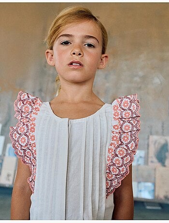 Tuta in cotone a gamba larga con volant