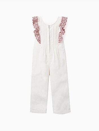 Tuta in cotone a gamba larga con volant