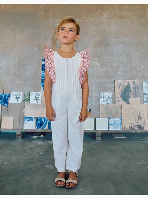 Tuta in cotone a gamba larga con volant - Kiabi