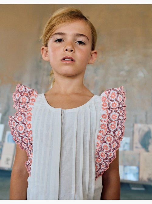 Tuta in cotone a gamba larga con volant - Kiabi