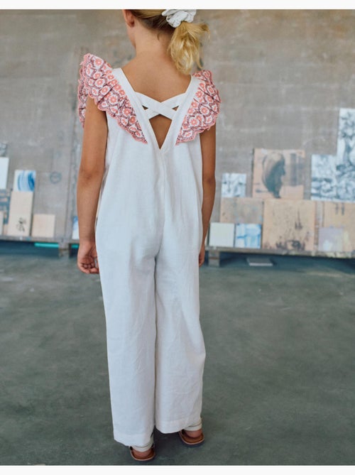 Tuta in cotone a gamba larga con volant - Kiabi