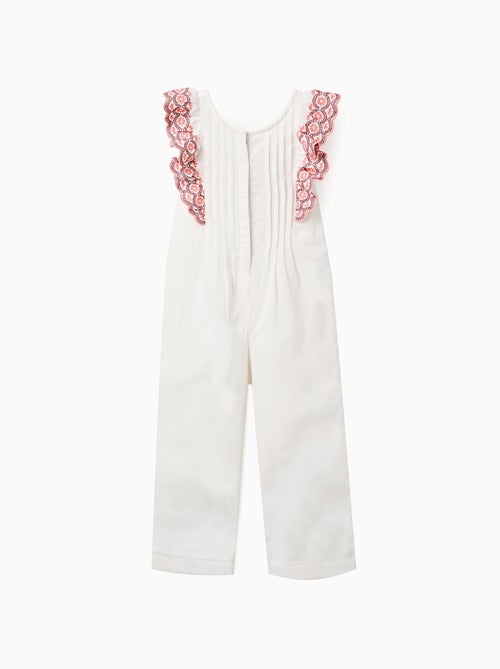 Tuta in cotone a gamba larga con volant - Kiabi