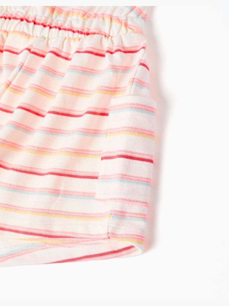 Tuta in cotone a righe con tasche cargo Bianco - Kiabi