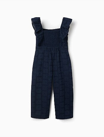 Tuta in cotone con broderie anglaise e volant