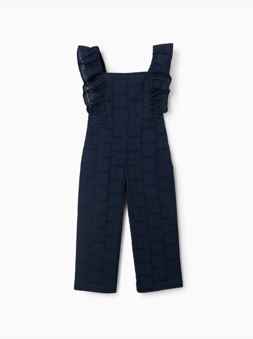 Tuta in cotone con broderie anglaise e volant - Kiabi