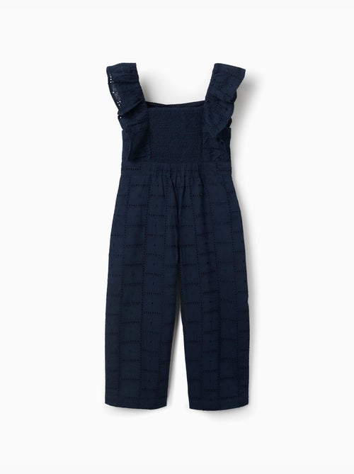 Tuta in cotone con broderie anglaise e volant - Kiabi