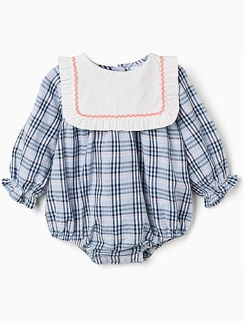 Tuta in cotone con motivo a quadri b&s