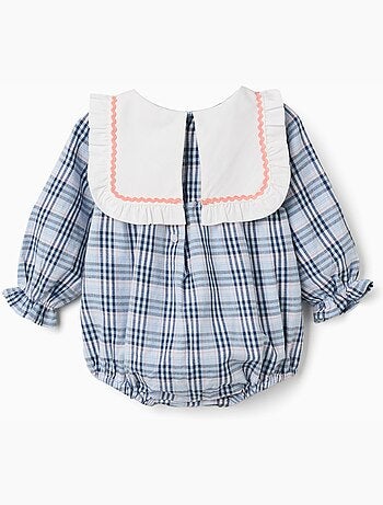 Tuta in cotone con motivo a quadri b&s