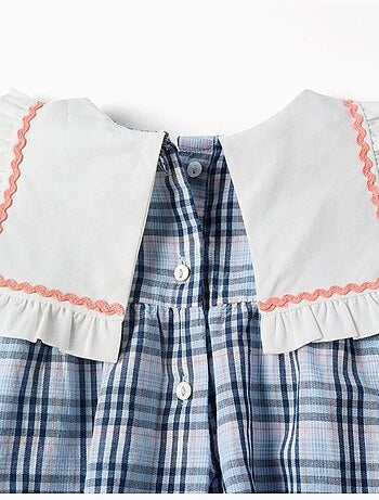 Tuta in cotone con motivo a quadri b&s