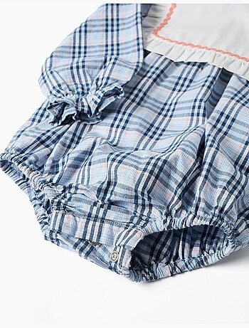 Tuta in cotone con motivo a quadri b&s