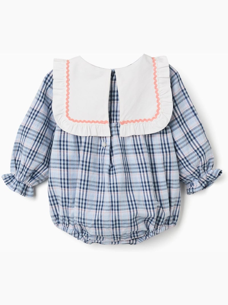 Tuta in cotone con motivo a quadri b&s Blu scuro - Kiabi