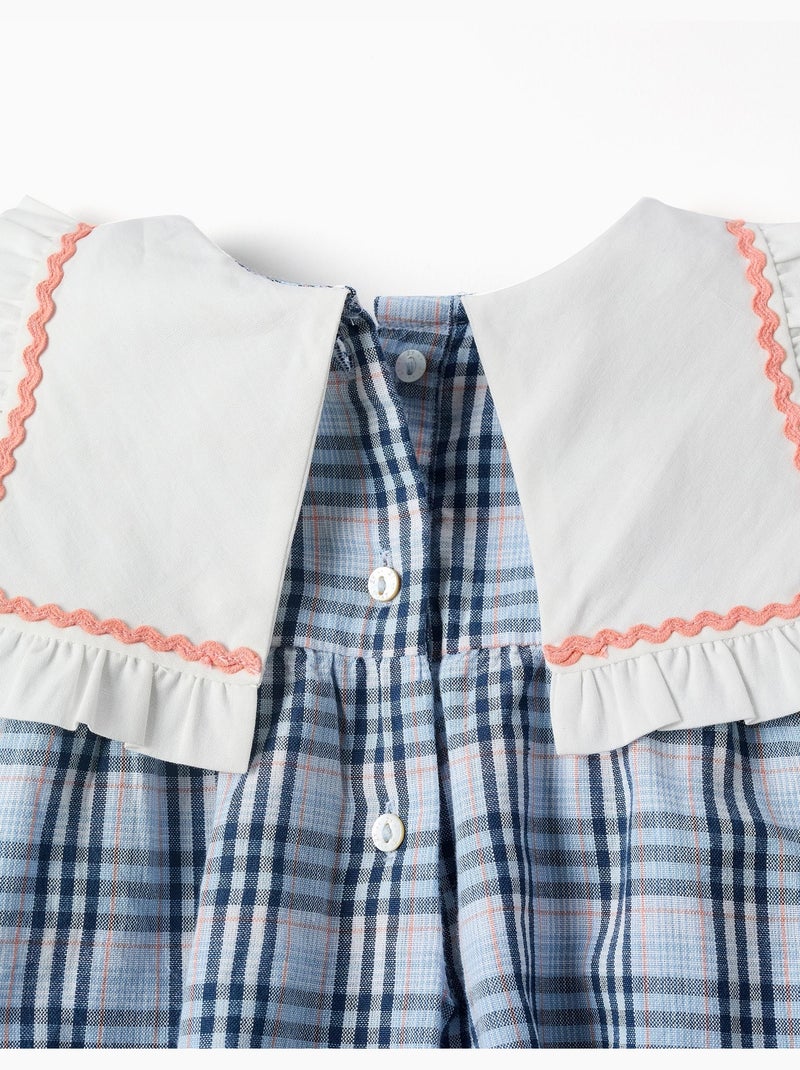 Tuta in cotone con motivo a quadri b&s Blu scuro - Kiabi