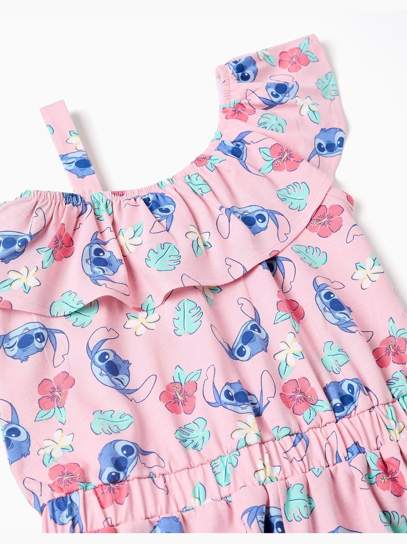 Tuta in cotone con motivo Stitch e volant Rosa chiaro - Kiabi