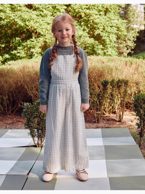 Tuta in cotone con motivo vichy b&s - Kiabi