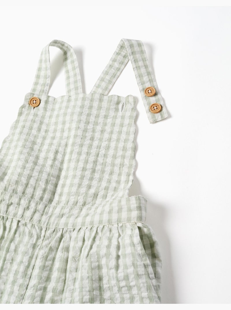 Tuta in cotone con motivo vichy b&s Verde chiaro - Kiabi