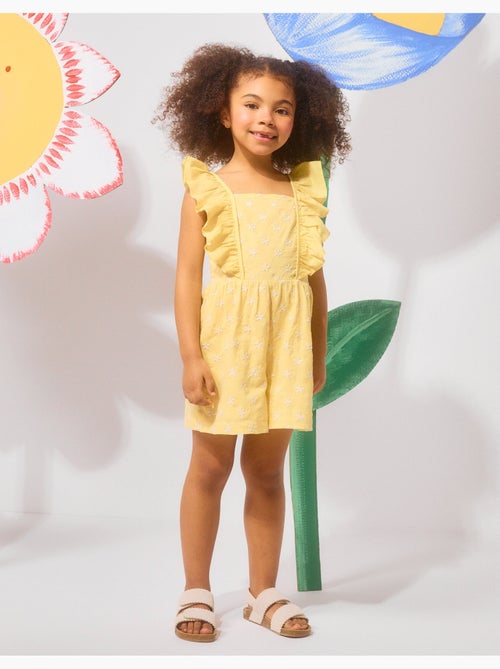 Tuta in cotone con ricamo e volant B&S - Kiabi