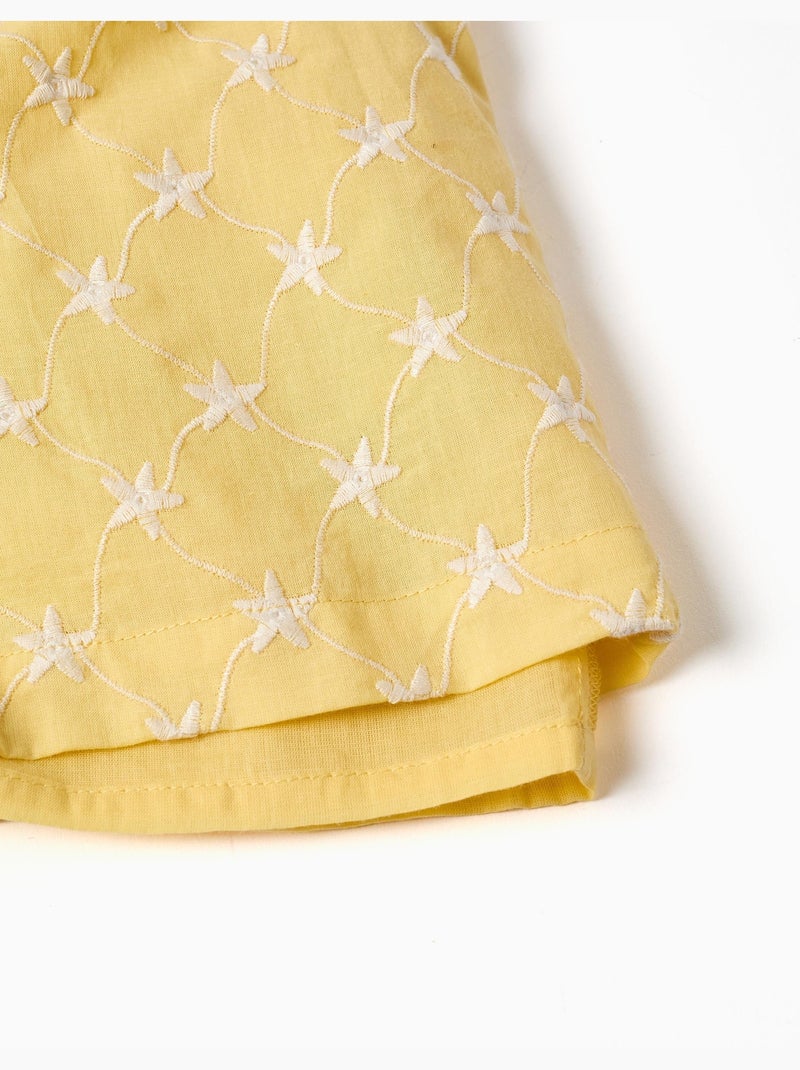 Tuta in cotone con ricamo e volant B&S Giallo chiaro - Kiabi