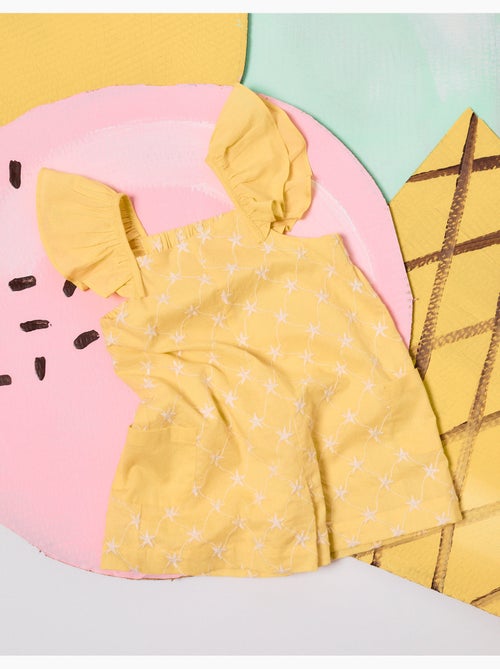 Tuta in cotone con ricamo e volant B&S - Kiabi