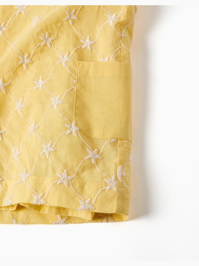Tuta in cotone con ricamo e volant B&S Giallo chiaro - Kiabi