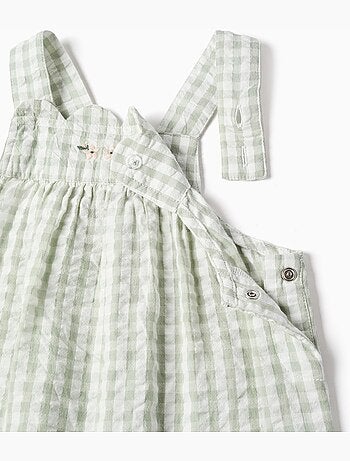 Tuta in cotone + cuffietta con motivo vichy b&s