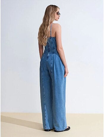 Tuta in denim a gamba ampia dilvin