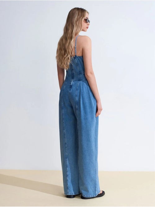 Tuta in denim a gamba ampia dilvin - Kiabi