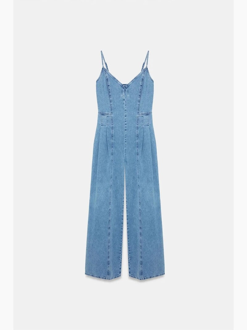 Tuta in denim a gamba ampia dilvin Blu zaffiro - Kiabi