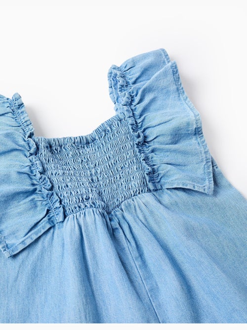 Tuta in denim a gamba larga con volant - Kiabi