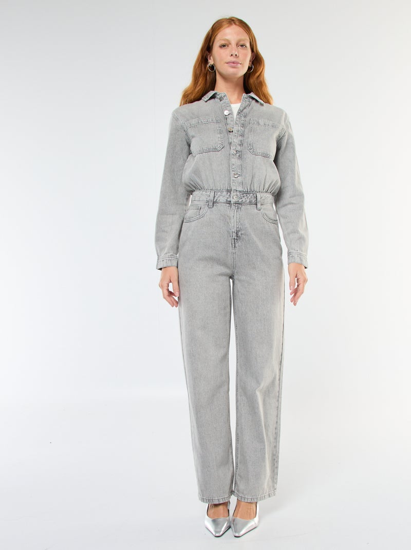 Tuta in denim a maniche lunghe Grigio - Kiabi