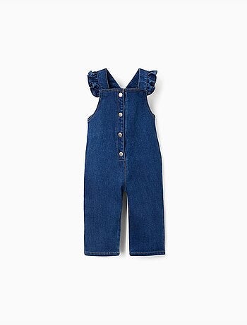 Tuta in denim con bretelle arricciate