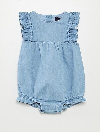 Tuta in denim con calzini e fascia coordinata - 3 pezzi