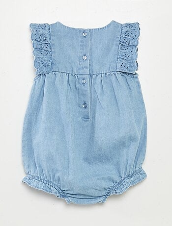 Tuta in denim con calzini e fascia coordinata - 3 pezzi