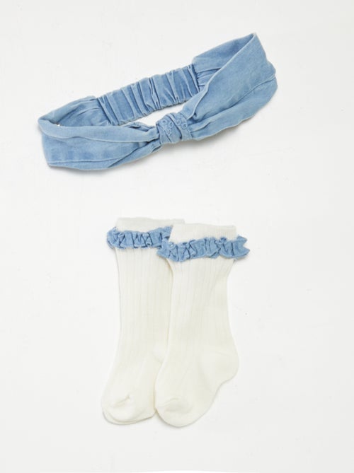 Tuta in denim con calzini e fascia coordinata - 3 pezzi - Kiabi