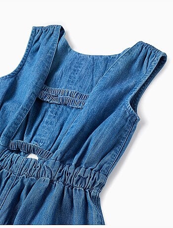 Tuta in denim con cintura elasticizzata e cut-out