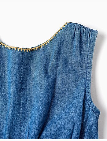 Tuta in denim con cintura elasticizzata e cut-out