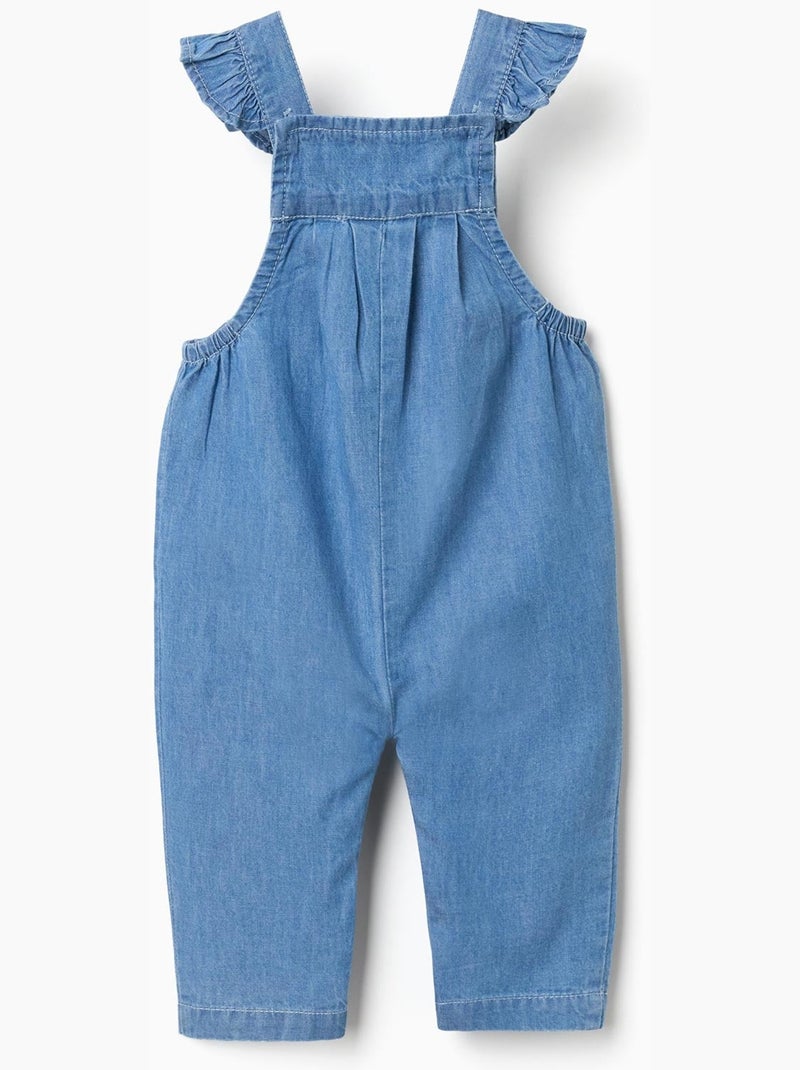 Tuta in denim con fiori ricamati Blu Blu - Kiabi