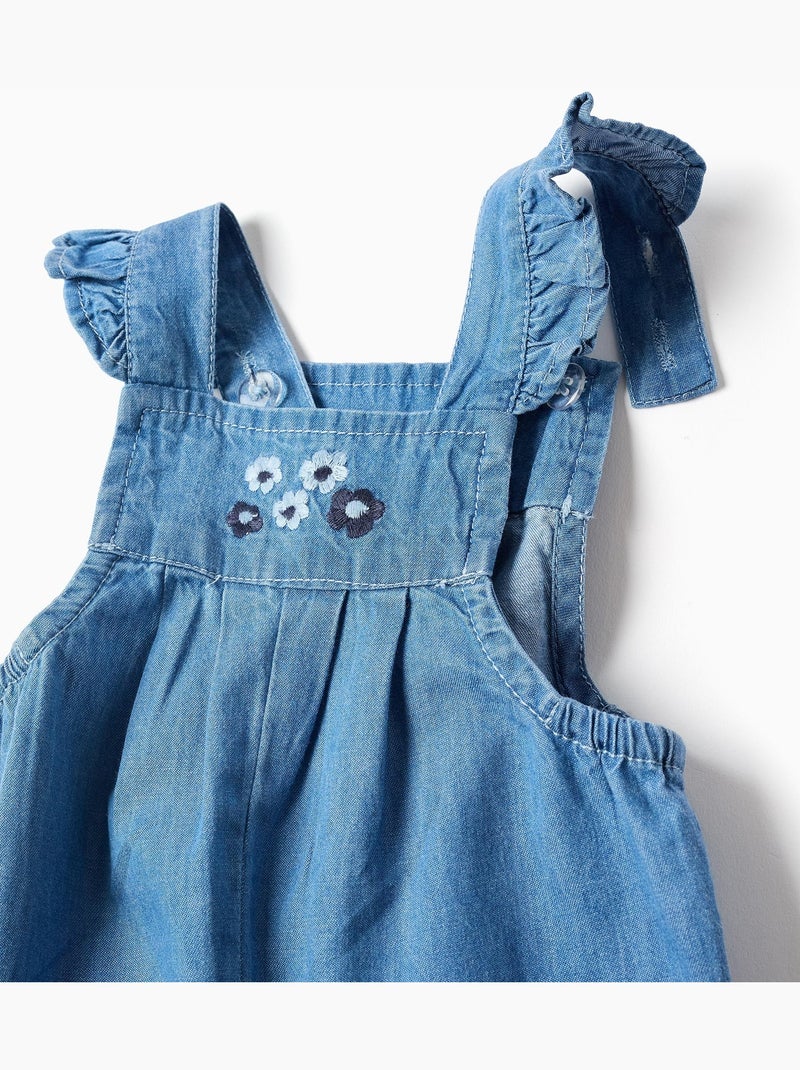 Tuta in denim con fiori ricamati Blu Blu - Kiabi