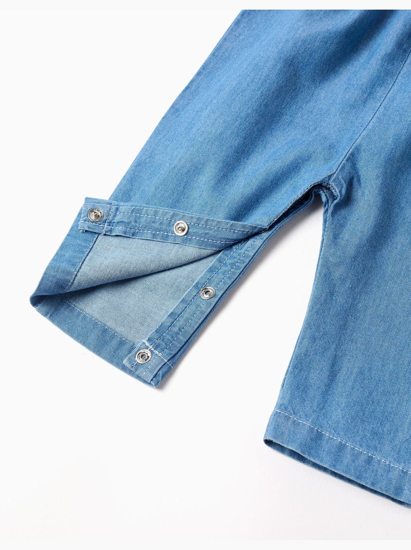 Tuta in denim con fiori ricamati Blu Blu - Kiabi