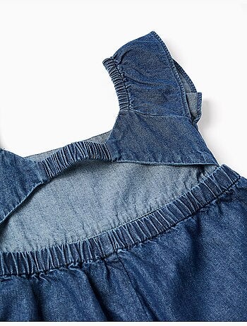 Tuta in denim con maniche arricciate