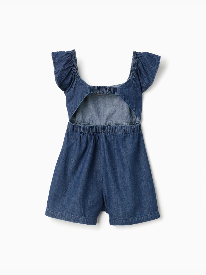 Tuta in denim con maniche arricciate Blu scuro - Kiabi