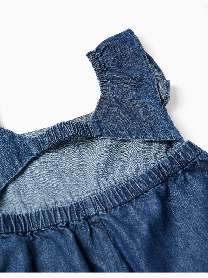 Tuta in denim con maniche arricciate Blu scuro - Kiabi