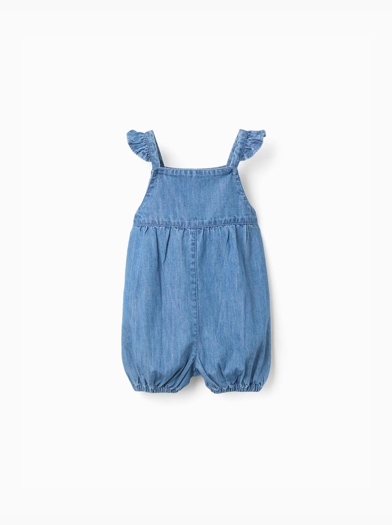 Tuta in denim senza maniche con fiore ricamato Blu Blu - Kiabi